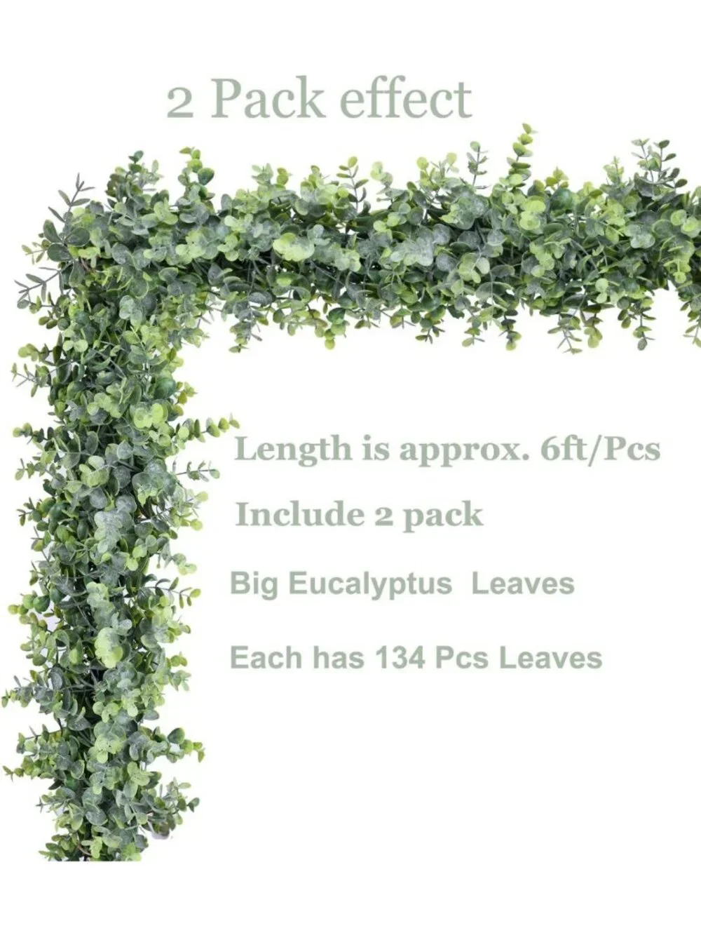 6 Pack Faux Eucalyptus Garland - Artificial Hanging Vines for Wedding Decor